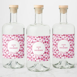 Étiquettes Pour Bouteilles De Liqueur Aquarelle rose vif Mariage floral