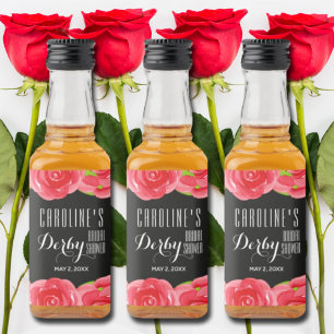 Étiquettes Pour Bouteilles De Liqueur Aquarelle Rouge Roses Derby Fête des mariées Mini