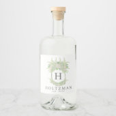 Étiquettes Pour Bouteilles De Liqueur Aquarelle Vert et Blanc Hydrangea Crest (Devant)