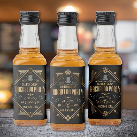 Étiquettes Pour Bouteilles De Liqueur Art Déco Bachelor Party Favoriser