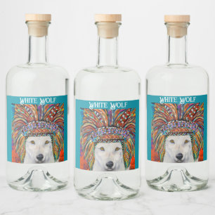 Étiquettes Pour Bouteilles De Liqueur Art Loup Blanc