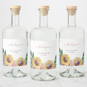 Étiquettes Pour Bouteilles De Liqueur Art Rustique Artistique Tournesol Aquarelle Art