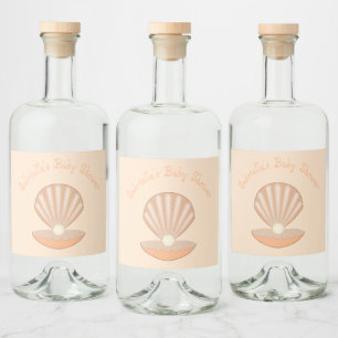 Étiquettes Pour Bouteilles De Liqueur Baby Shower Coquille d'Huître et Perle Mixte