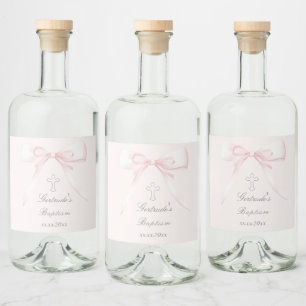 Étiquettes Pour Bouteilles De Liqueur Baptême rose