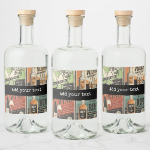 Étiquettes Pour Bouteilles De Liqueur Barre d'apparence vintage Carreaux de boisson 
