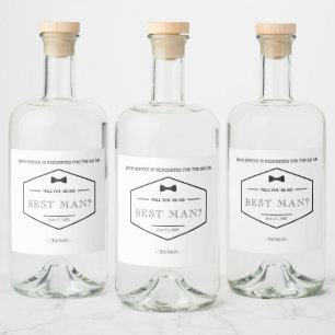 Étiquettes Pour Bouteilles De Liqueur Be My Best Man Proposition Black Modern Mariage