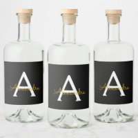 Black Gold Modern Script Girl Monogramme Nom