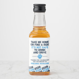 Étiquettes Pour Bouteilles De Liqueur Bleu clair et grade de marine Ne pas boire et cond