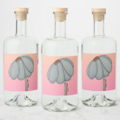 Étiquettes Pour Bouteilles De Liqueur Blue Flower with Pink Background (Bouteilles)