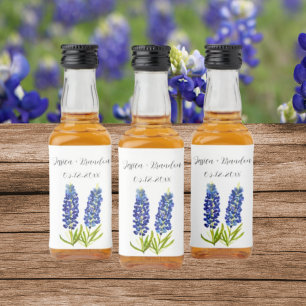 Étiquettes Pour Bouteilles De Liqueur Bluebonnets Aquarelle Bleu Fleur Floral Mariage