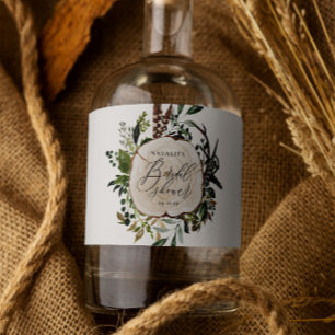 Étiquettes Pour Bouteilles De Liqueur Botanique rustique ferme grange douche nuptiale