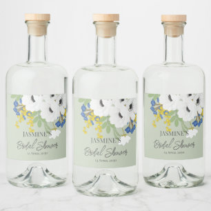 Étiquettes Pour Bouteilles De Liqueur Bouquet floral de printemps Anémone pour la douche
