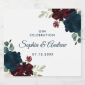 Étiquettes Pour Bouteilles De Liqueur Bourgogne & Fleurs de marine Mariage de bois rusti (Étiquettes simples)