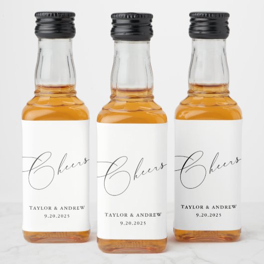 Étiquettes Pour Bouteilles De Liqueur Bouteille de vin Mariage noir et blanc (Bouteilles)