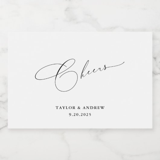 Étiquettes Pour Bouteilles De Liqueur Bouteille de vin Mariage noir et blanc (Étiquettes simples)