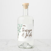 Étiquettes Pour Bouteilles De Liqueur Branches rustiques et Inséparables de verdure Mari (Devant)