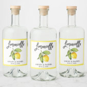 Étiquettes Pour Bouteilles De Liqueur Brosse Script Limoncello Aquarelle Citron (Bouteilles)
