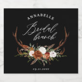 Étiquettes Pour Bouteilles De Liqueur Brunch botanique noir rustique (Étiquettes simples)