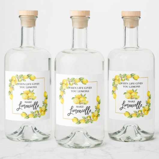 Étiquettes Pour Bouteilles De Liqueur Brush Script Limoncello Lemons (Bouteilles)