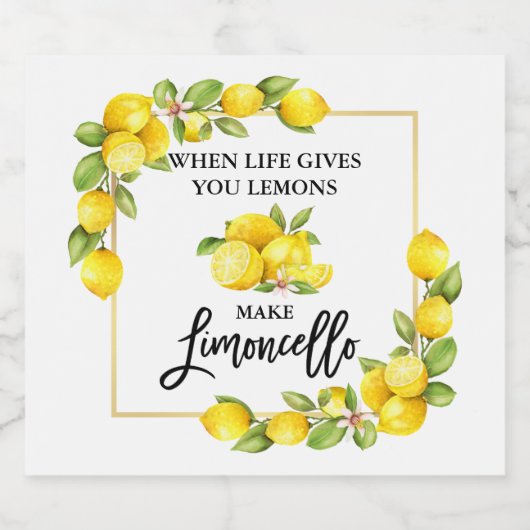 Étiquettes Pour Bouteilles De Liqueur Brush Script Limoncello Lemons (Étiquettes simples)