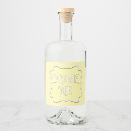 Étiquettes Pour Bouteilles De Liqueur "Buvez-Moi" Wonderland Tea Party Joli Jaune (Devant)