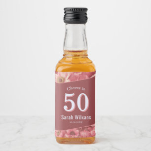 Étiquettes Pour Bouteilles De Liqueur Cadeau d'anniversaire adulte Anémones roses pour g
