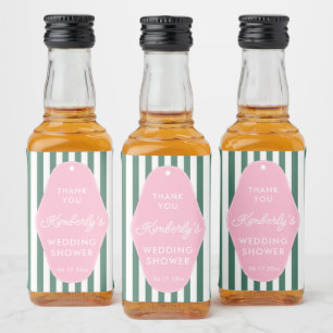 Étiquettes Pour Bouteilles De Liqueur Cadeaux de mariage rétro années 50 rose et vert