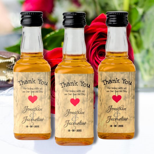 Étiquettes Pour Bouteilles De Liqueur Cadeaux de remerciement de mariage rustique Script