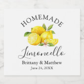 Étiquettes Pour Bouteilles De Liqueur Calligraphie Limoncello Aquarelle maison Citrons (Étiquettes simples)