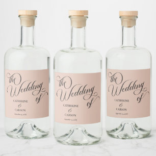 Étiquettes Pour Bouteilles De Liqueur Calligraphie moderne Mariage beige