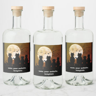 Étiquettes Pour Bouteilles De Liqueur caterwauling, Chats au clair de lune. Personnalise