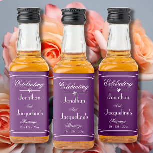Étiquettes Pour Bouteilles De Liqueur Célébration Mariage Chic Script Purple White Mini