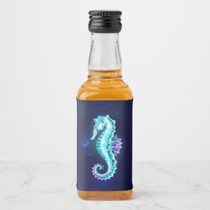 Étiquettes Pour Bouteilles De Liqueur Cheval de mer de glace cristal sur Arrière - plan 