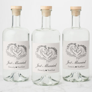 Étiquettes Pour Bouteilles De Liqueur Cheval Mariage campagnard Rustique Western Juste M