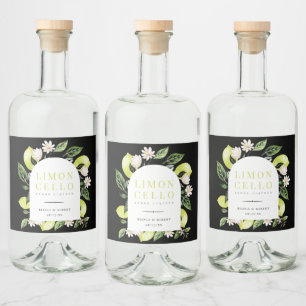 Étiquettes Pour Bouteilles De Liqueur Citrons botaniques élégants Cadre Limoncello