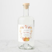 Étiquettes Pour Bouteilles De Liqueur Citrouille d'aquarelle Floral (Devant)