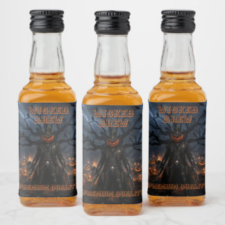 Étiquettes Pour Bouteilles De Liqueur Citrouille de sheriff cowboy d'Halloween effrayant