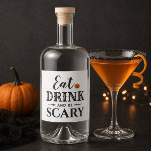 Étiquettes Pour Bouteilles De Liqueur Citrouille moderne blanche Manger Boire et être ef