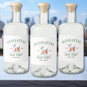 Étiquettes Pour Bouteilles De Liqueur Cocktails Classy Green & Red Girl's Club
