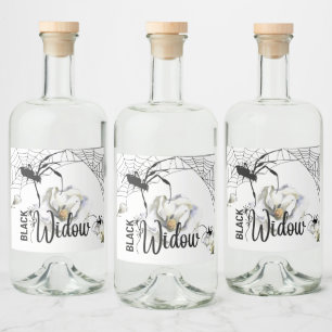 Étiquettes Pour Bouteilles De Liqueur Collection de timbres d'Halloween "Veuve noire"