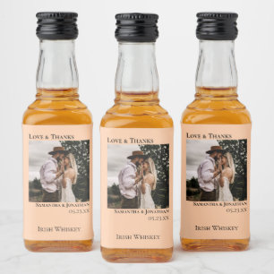 Étiquettes Pour Bouteilles De Liqueur Coral Peach Love & Merci Mariage Photo Mini