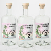 Étiquettes Pour Bouteilles De Liqueur Coucher de soleil sur l'île tropicale Palm Tree (Bouteilles)