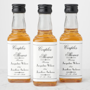 Étiquettes Pour Bouteilles De Liqueur Couples Douche Élégant Chic Script Noms Mini