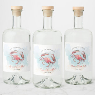 Étiquettes Pour Bouteilles De Liqueur Crab Boire de fruits de mer Fête d'été Aquarelle