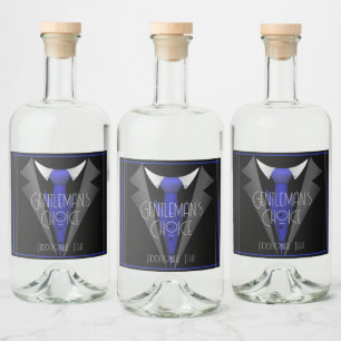 Étiquettes Pour Bouteilles De Liqueur Cravate Bleu doux classique
