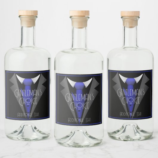 Étiquettes Pour Bouteilles De Liqueur Cravate Bleu doux classique (Bouteilles)