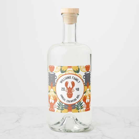 Étiquettes Pour Bouteilles De Liqueur Crawfish Boil Party -Cajun Seafood Celebration (Devant)