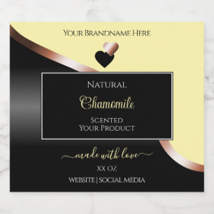 Étiquettes Pour Bouteilles De Liqueur Cream Black Wavy Rose Gold Hearts Étiquettes de pr