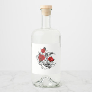 Étiquettes Pour Bouteilles De Liqueur Croissant mécanique avec roses rouges