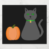 Étiquettes Pour Bouteilles De Liqueur Cute Halloween Chat et Citrouille (Étiquettes simples)